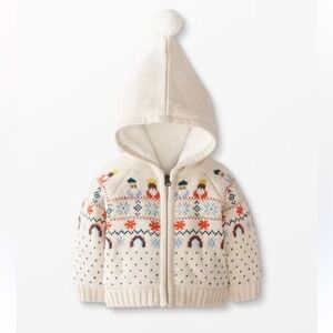 Hanna Andersson Gnome Hooded Fair Isle Christmas Sweater Jacket Size 6-12M